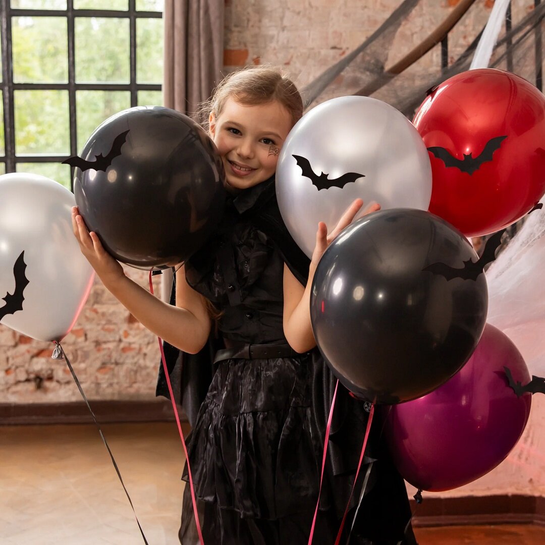 Halloweenballonger 3D Fladdermöss 6-pack