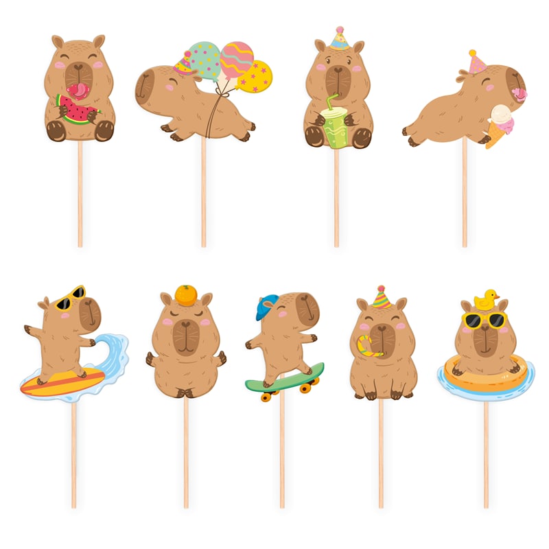 Capybara Cake Toppers 9-pack