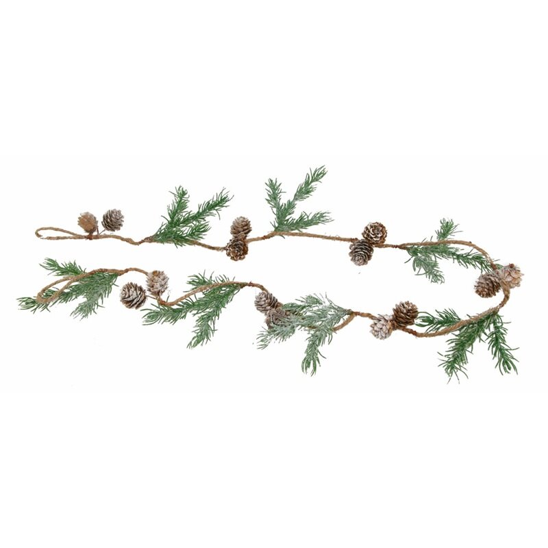 Julgirlang med grankvistar och kottar 122 cm
