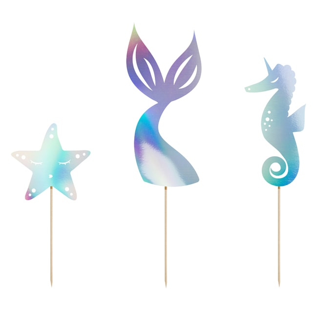 Mermaid Cake Toppers Skimrande 3-pack