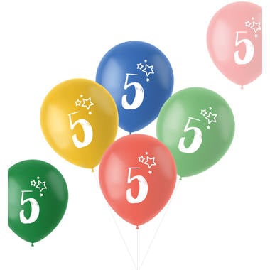 Sifferballonger 5 år, 6-pack