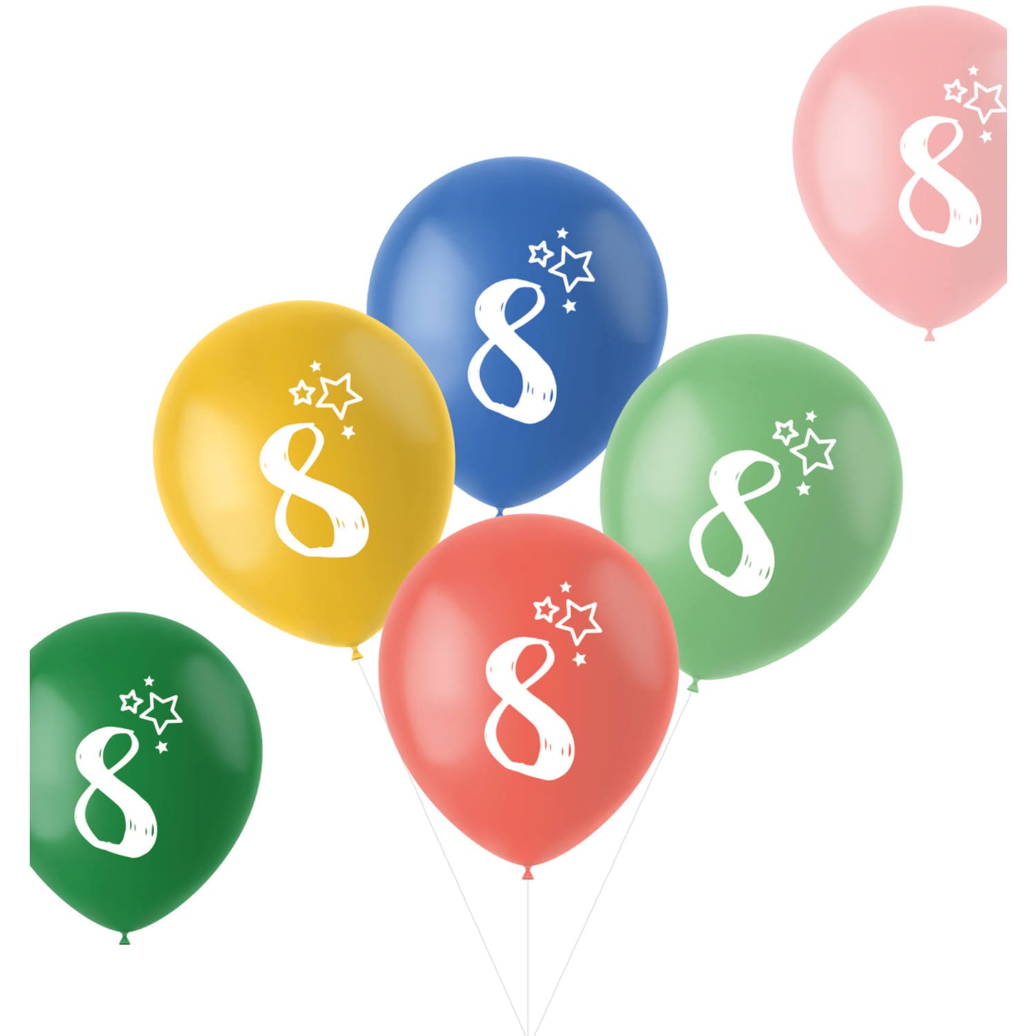 Sifferballonger 8 år, 6-pack
