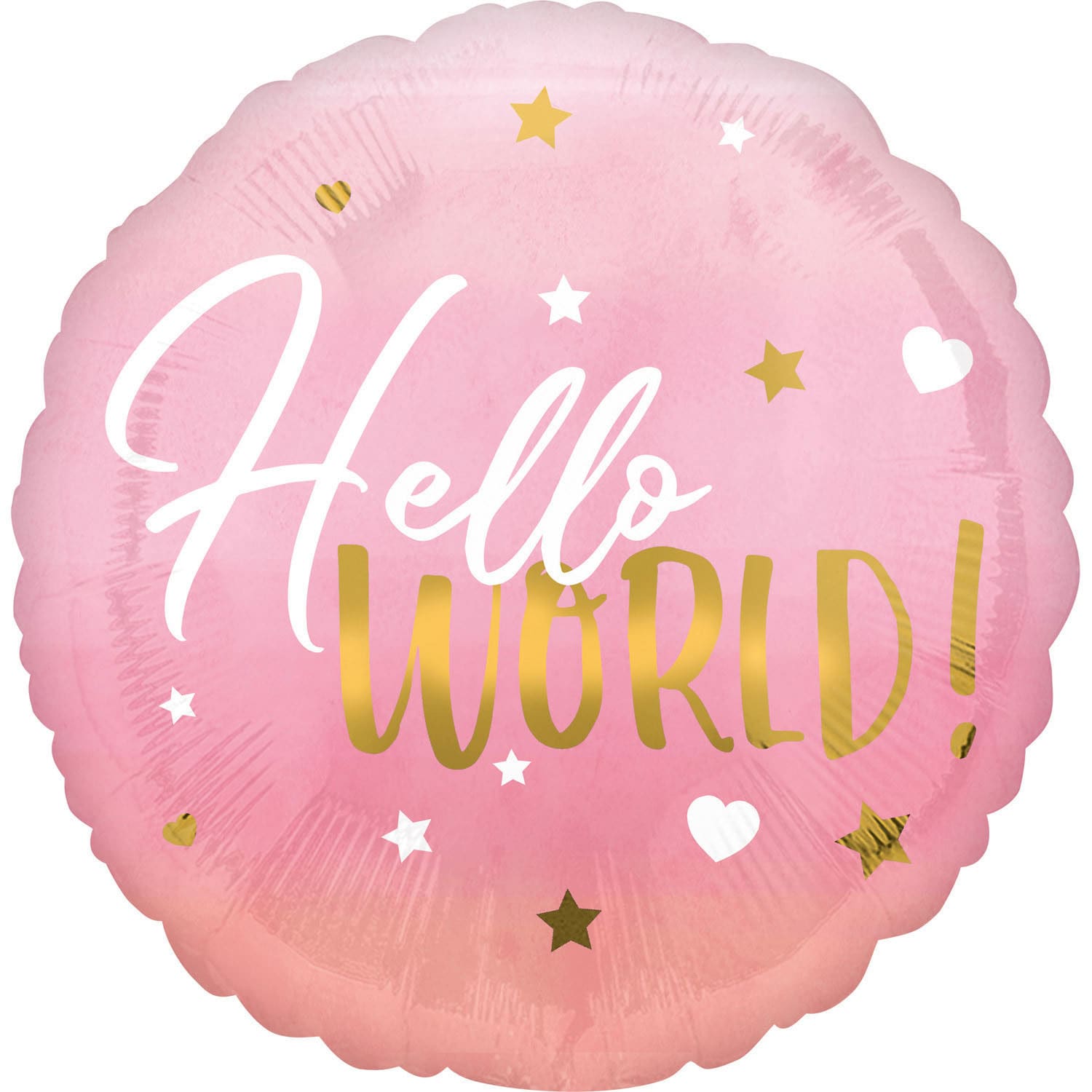 Folieballong - Hello World Rosa