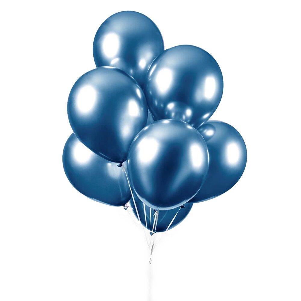 Ballonger - Blå Chrome 10-pack