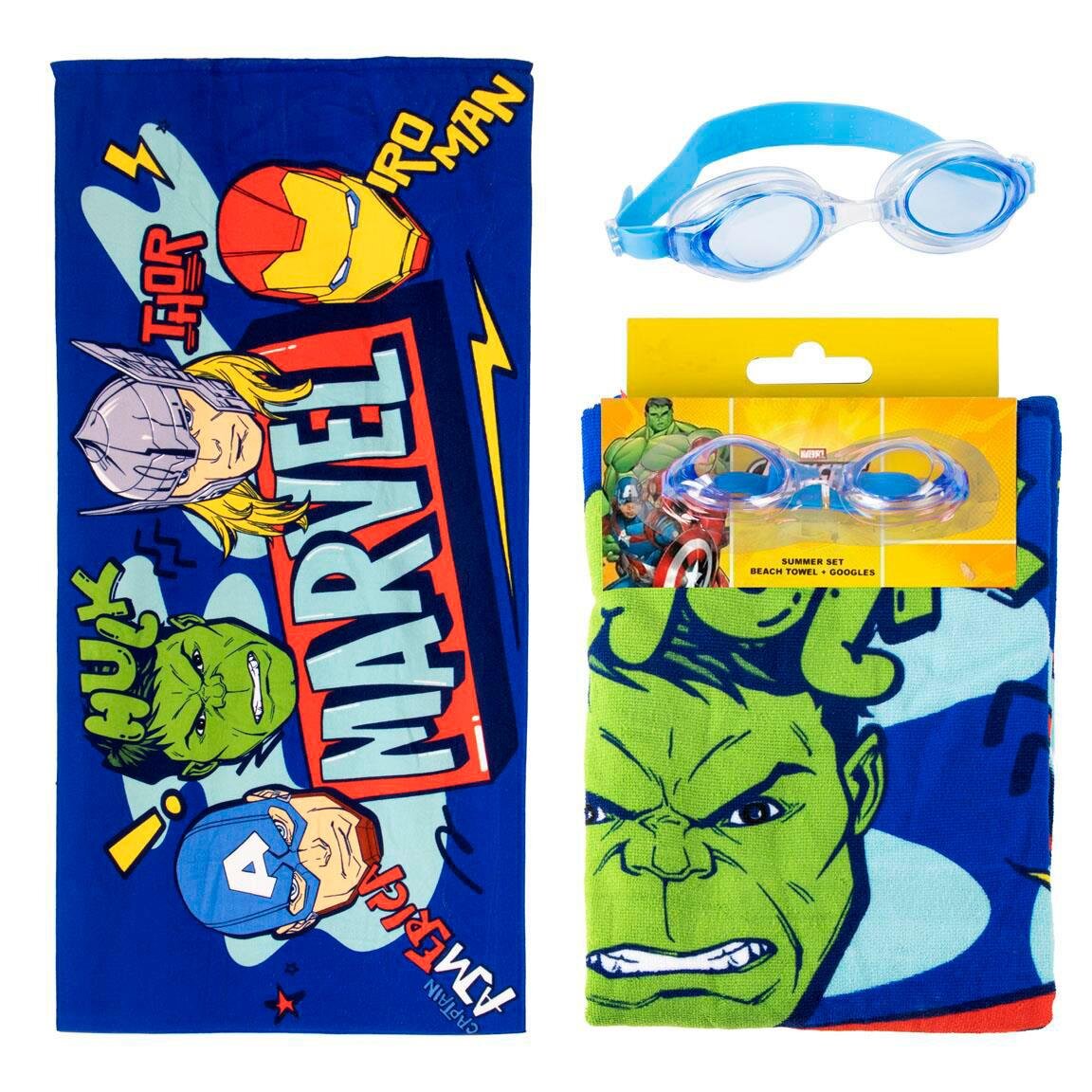 Avengers - Set med badhanduk och simglasögon