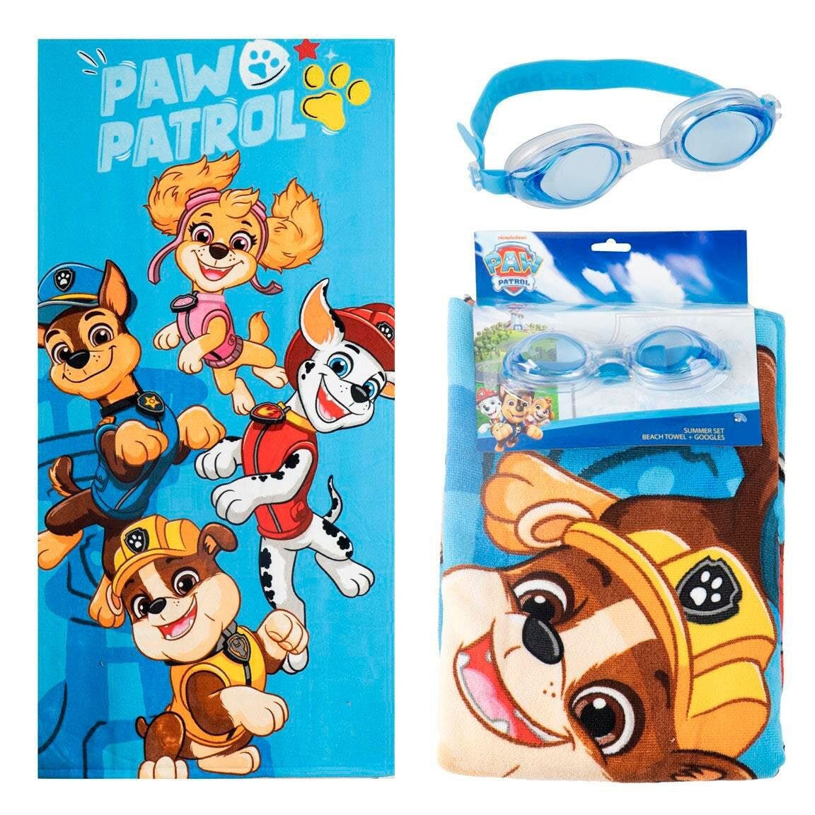 Paw Patrol Set med badhanduk och simglasögon