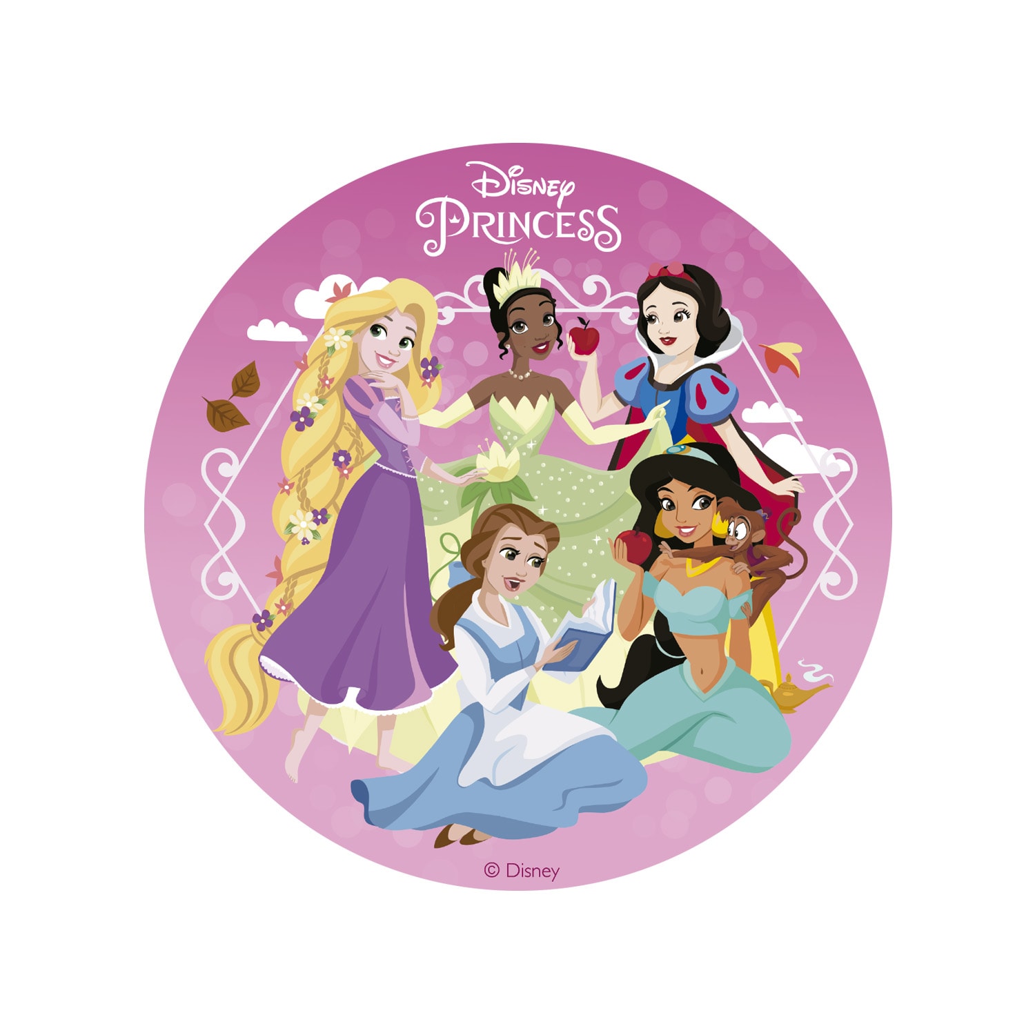 Tårtbild Disney Prinsessor - Sockerfri sockerpasta 15,5 cm