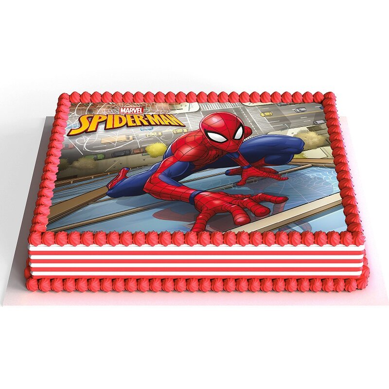 Tårtbild Spiderman - Sockerpasta 15 x 21 cm