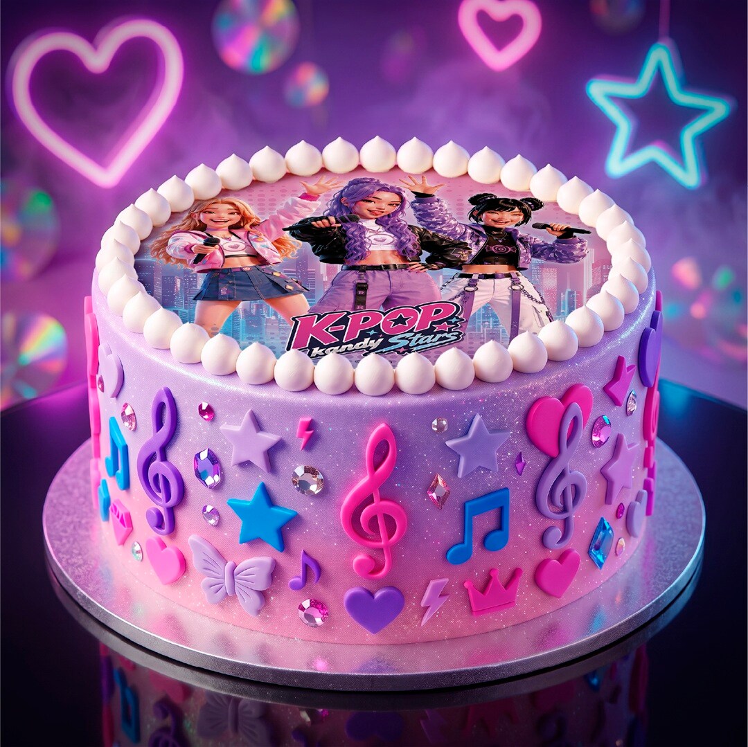 K-Pop Tårtbild Sockerpasta 20 cm