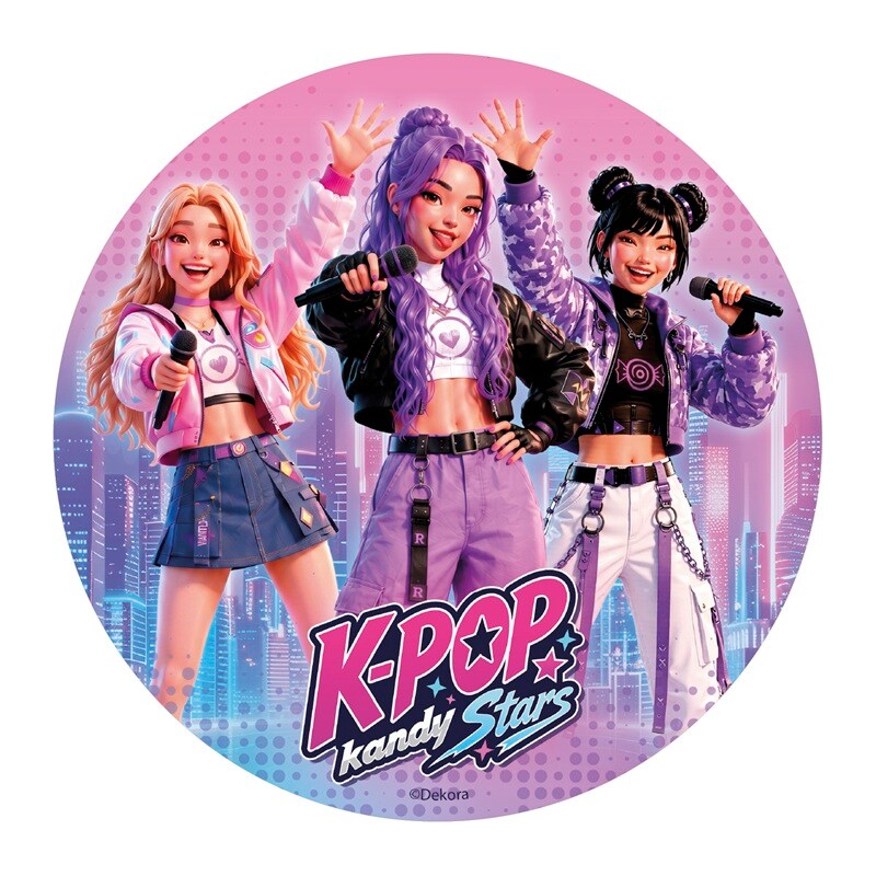K-Pop Tårtbild Sockerpasta 20 cm