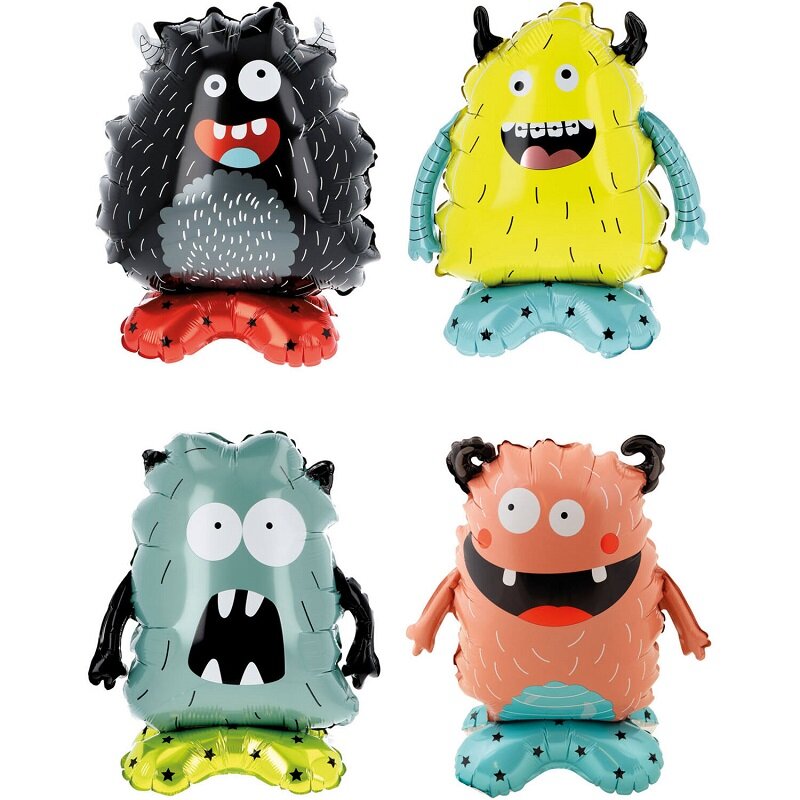 Folieballonger Fristående Monster 40 cm 4-pack