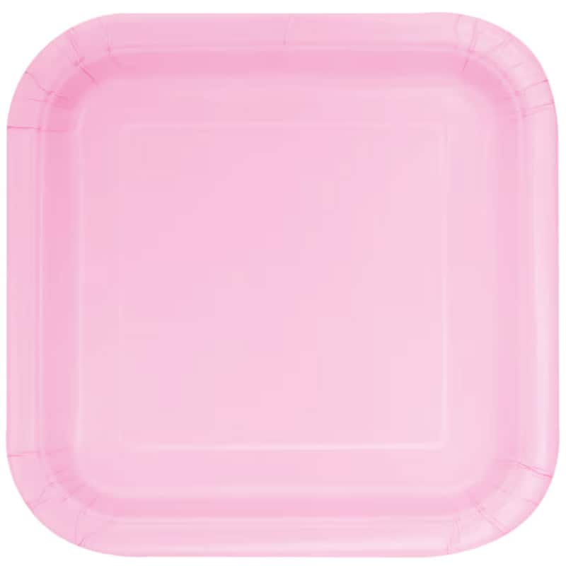 Papptallrikar Fyrkantiga 22 cm - Ljusrosa 14-pack
