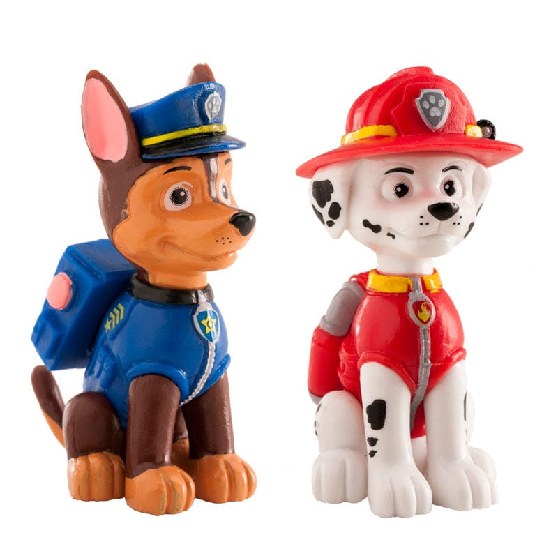 Paw Patrol - Tårtfigur Chase & Marshall 6 cm, 2-pack