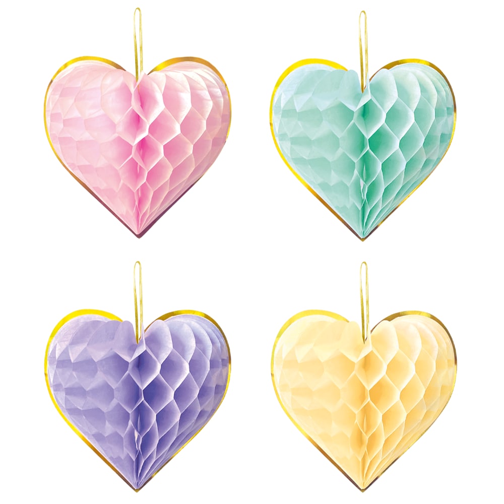 Hjärtformade Honeycombs Pastell 4-pack 