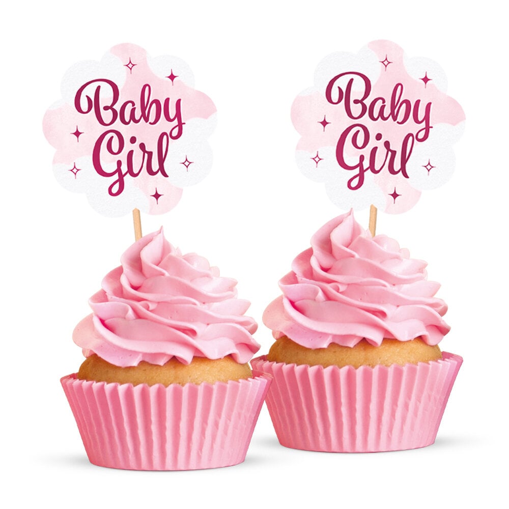 Baby Girl Muffinsdekorationer 12-pack