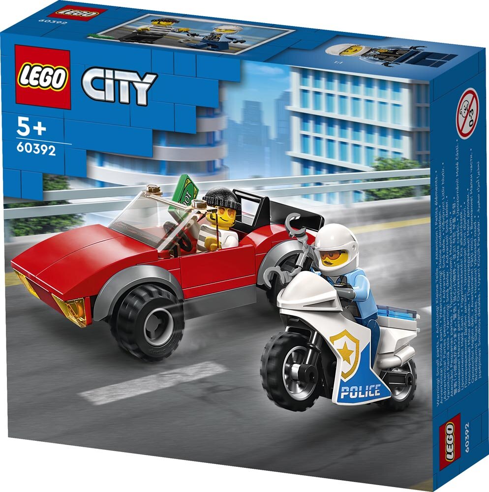 LEGO City - Biljakt med polismotorcykel 5+