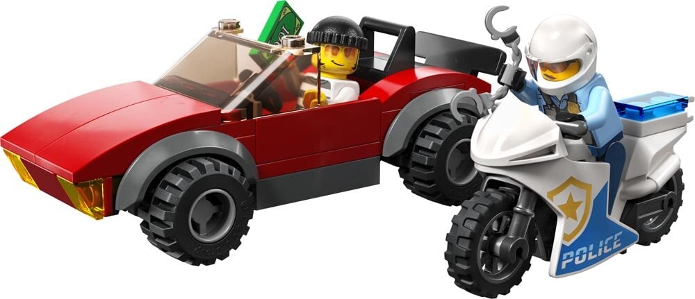 LEGO City - Biljakt med polismotorcykel 5+