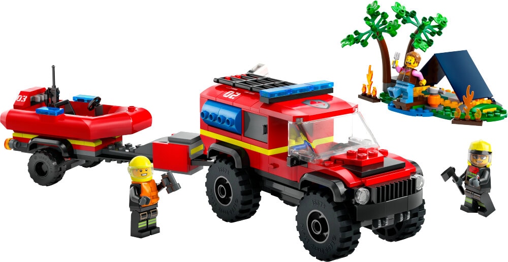 LEGO City - 4x4 Brandbil med räddningsbåt 5+