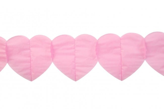 Pappersgirlang med rosa hjärtan 6 meter