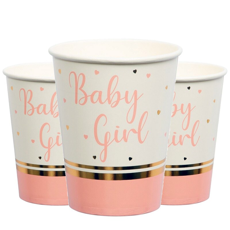 Babyshower Baby Girl - Pappmuggar 8-pack