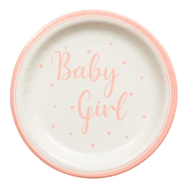 Babyshower Baby Girl - Tallrikar 8-pack