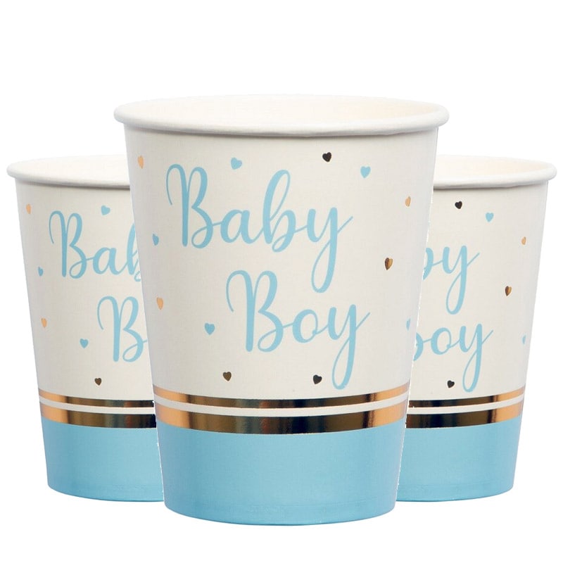 Babyshower Baby Boy - Pappmuggar 8-pack