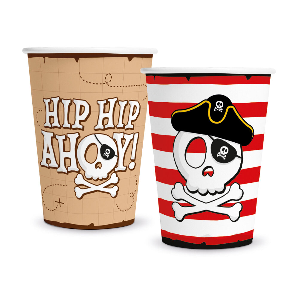 Pirate Hip Hip Ahoy Pappmuggar 8-pack