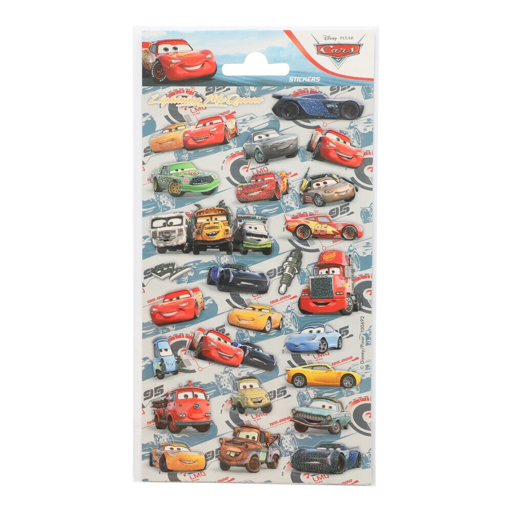 Disney Bilar Glittriga Klistermärken 24-pack