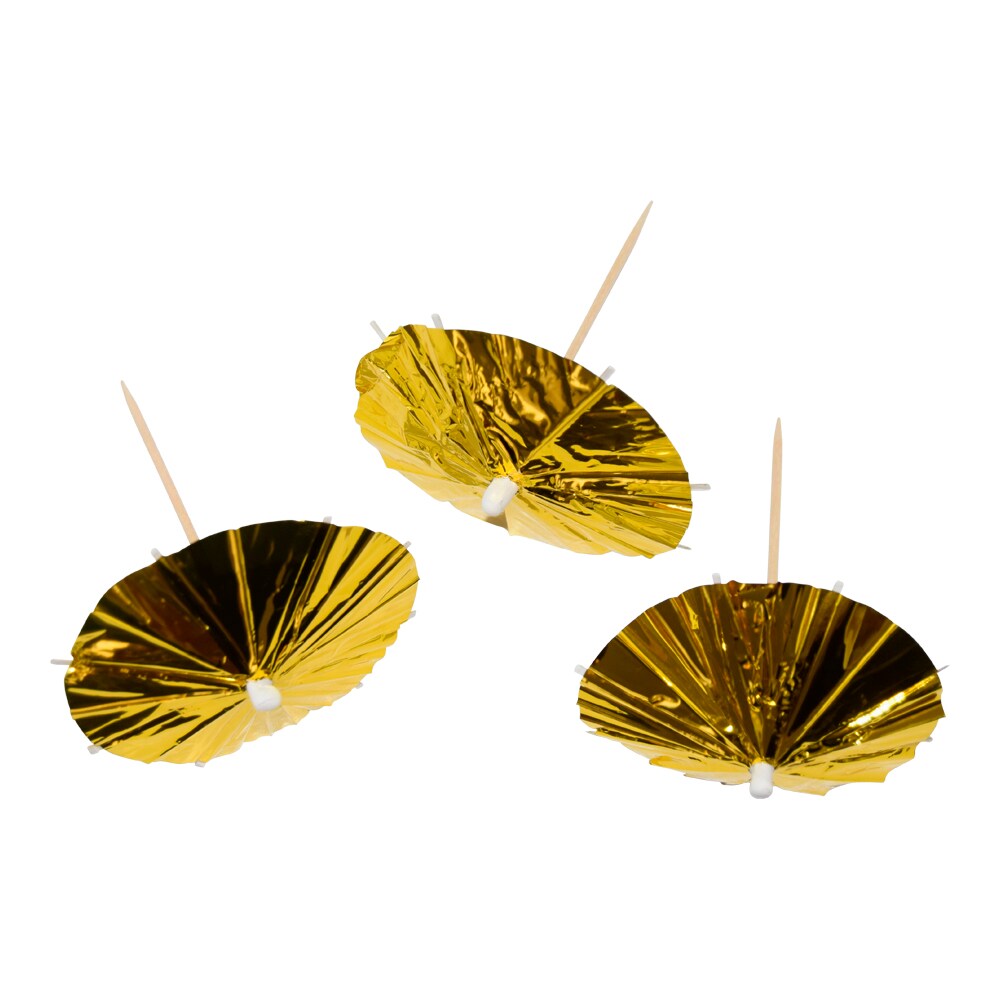 Partypicks Drinkparaplyer Guld 10-pack