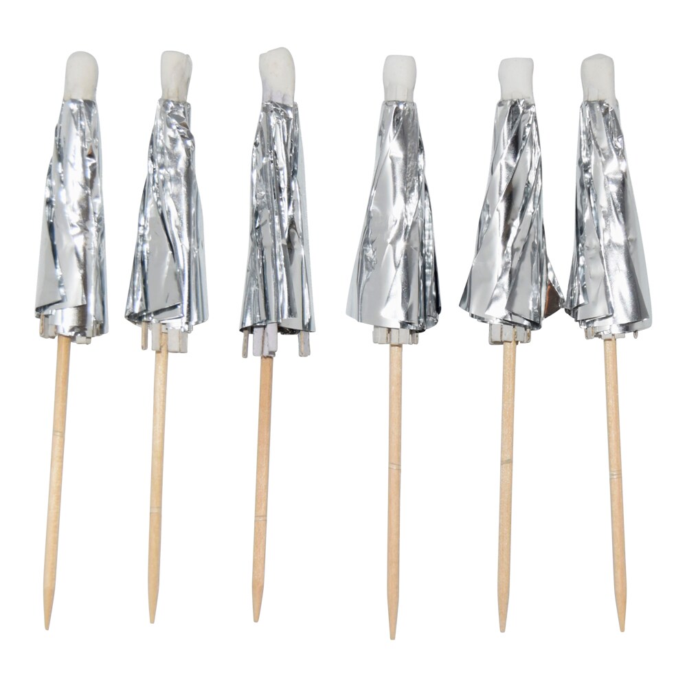 Partypicks Drinkparaplyer Silver 10-pack