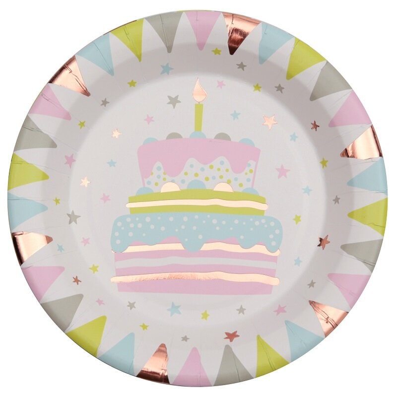 Birthday Cake Rosegold - Tallrikar 10-pack