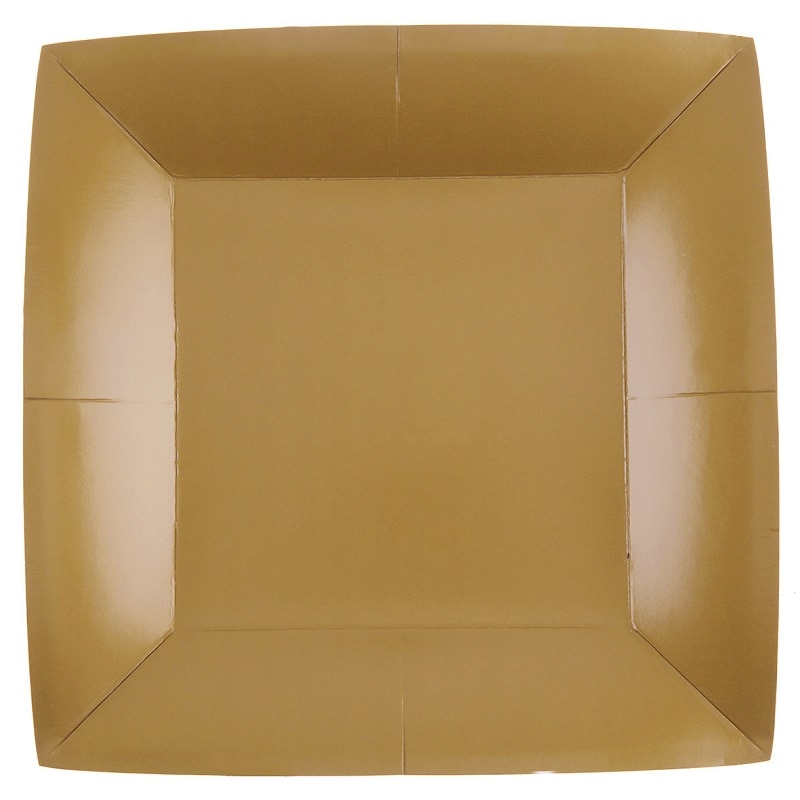 Papptallrikar Fyrkantiga 23 cm - Guld 10-pack