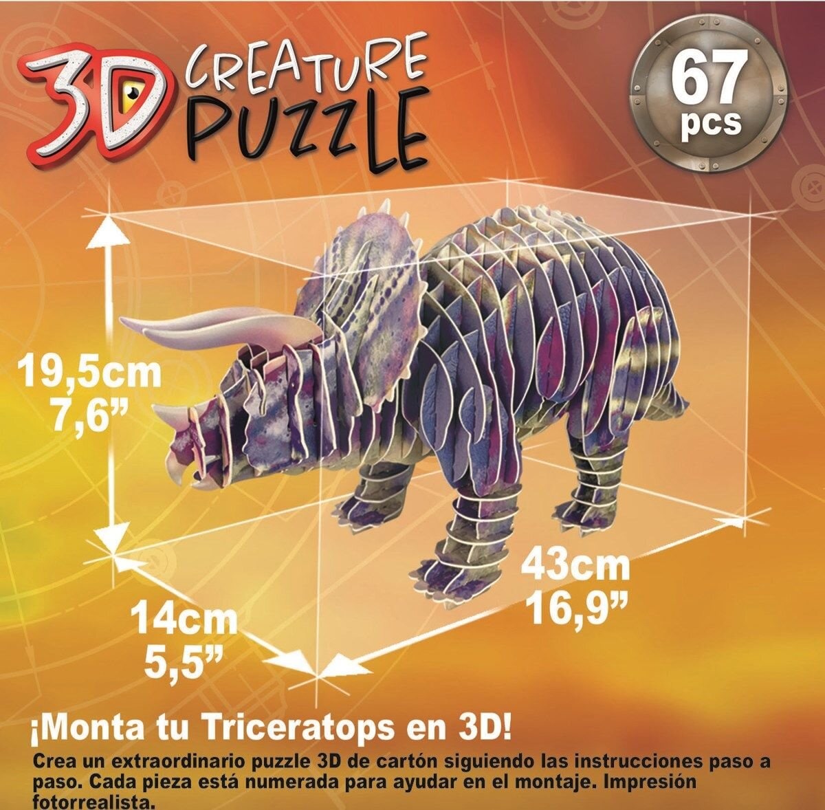 Educa 3D Pussel - Triceratops 67 bitar