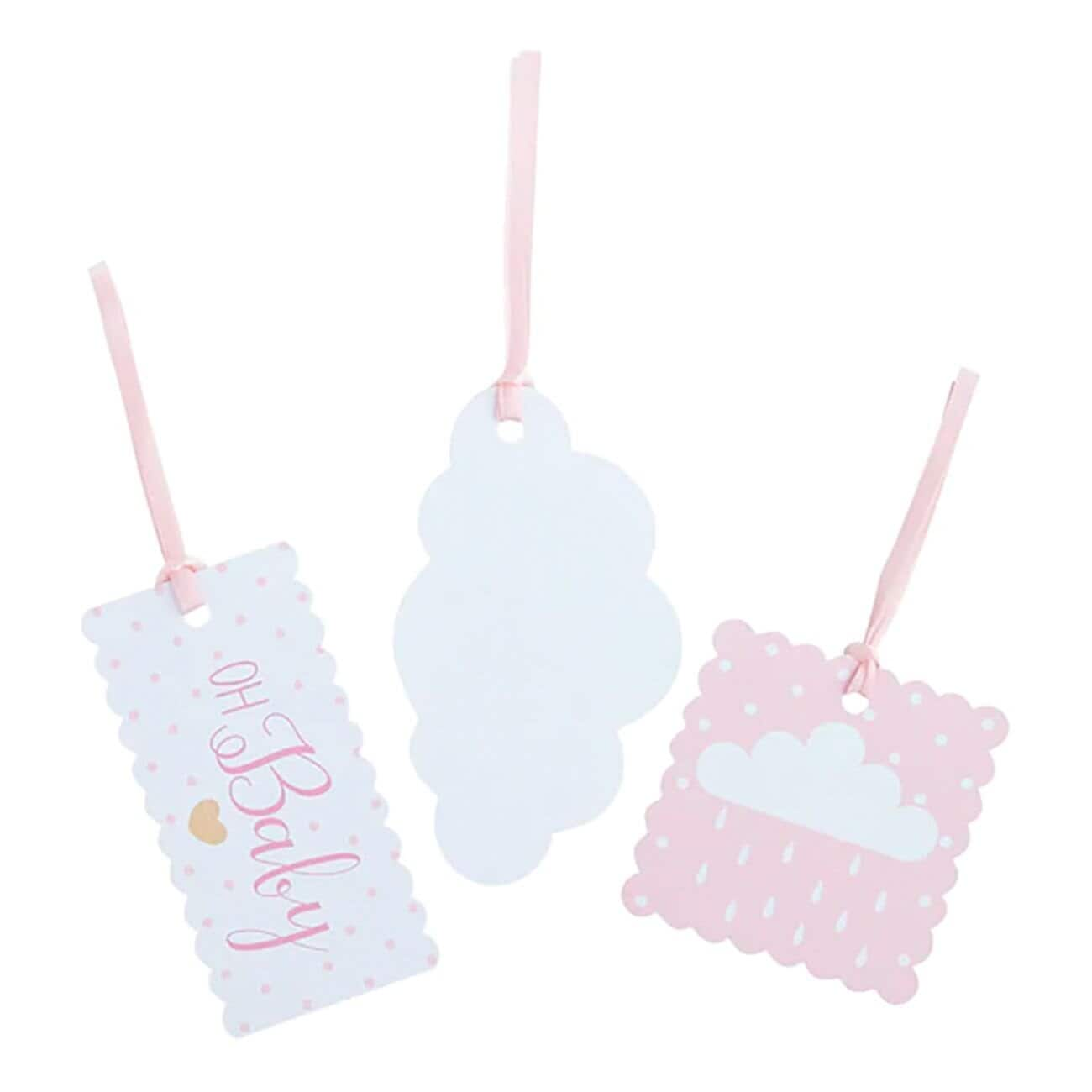 Presentetiketter Baby Rosa 3-pack