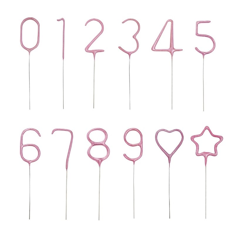 Tomtebloss Sparklers - Rosa siffror och symboler