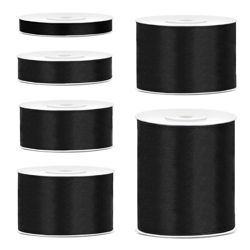 Satinband - Svart 25 meter