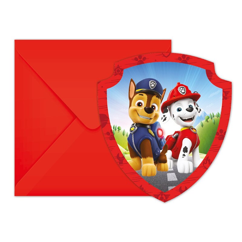 Paw Patrol - Inbjudningskort med kuvert 6-pack