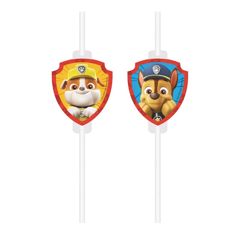 Paw Patrol - Pappsugrör 4-pack