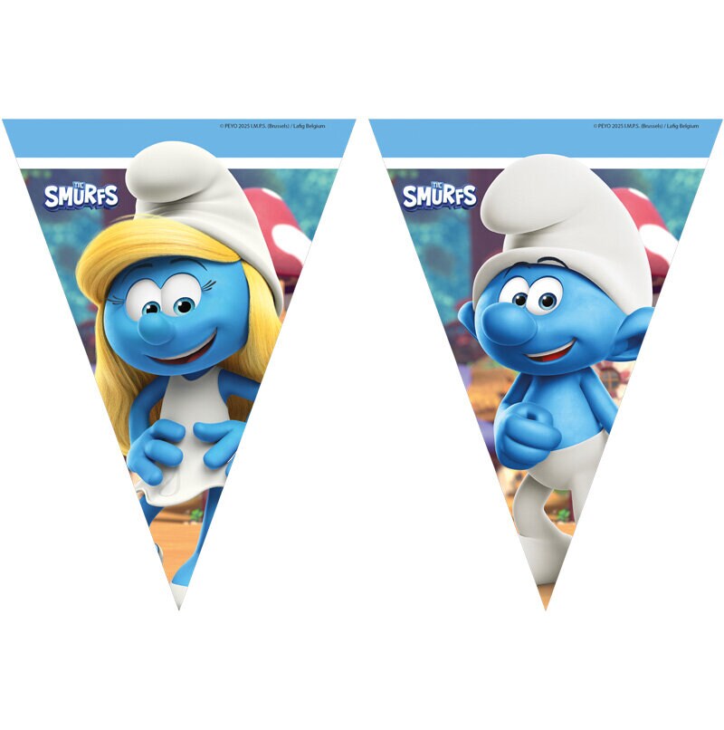 Smurfarna Flaggirlang av papper 230 cm