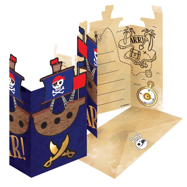 Pirates Map - Inbjudningskort 8-pack