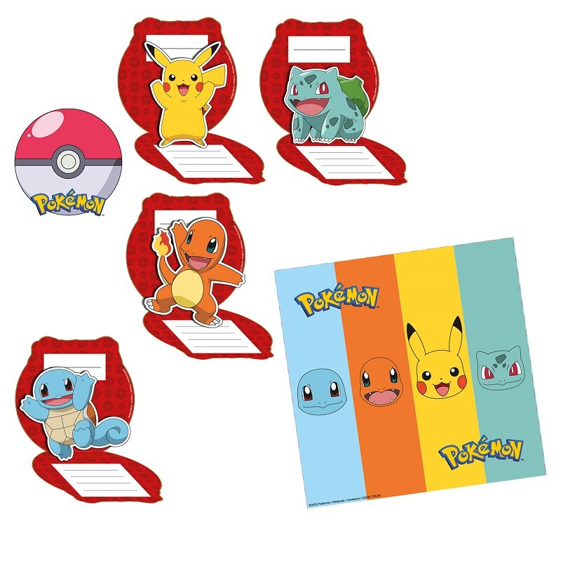 Pokémon - Inbjudningskort med kuvert 8-pack