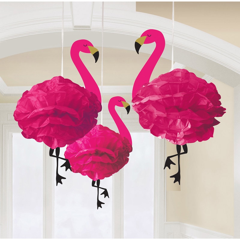 Flamingo hängande dekorationer 3-pack