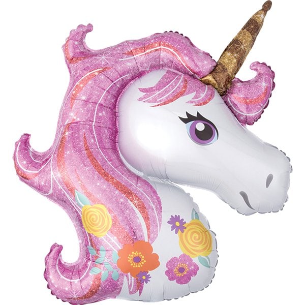 Magical Unicorn - Folieballong Enhörningshuvud 83 cm