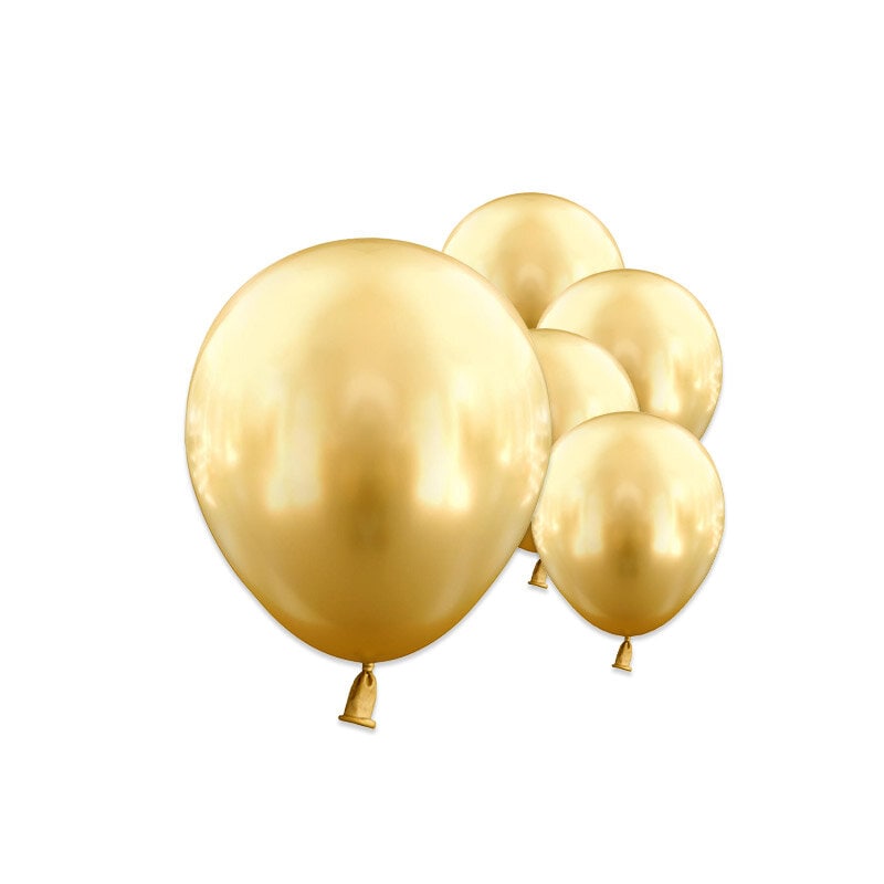 Ballonger, Chrome Guld 13 cm 25-pack