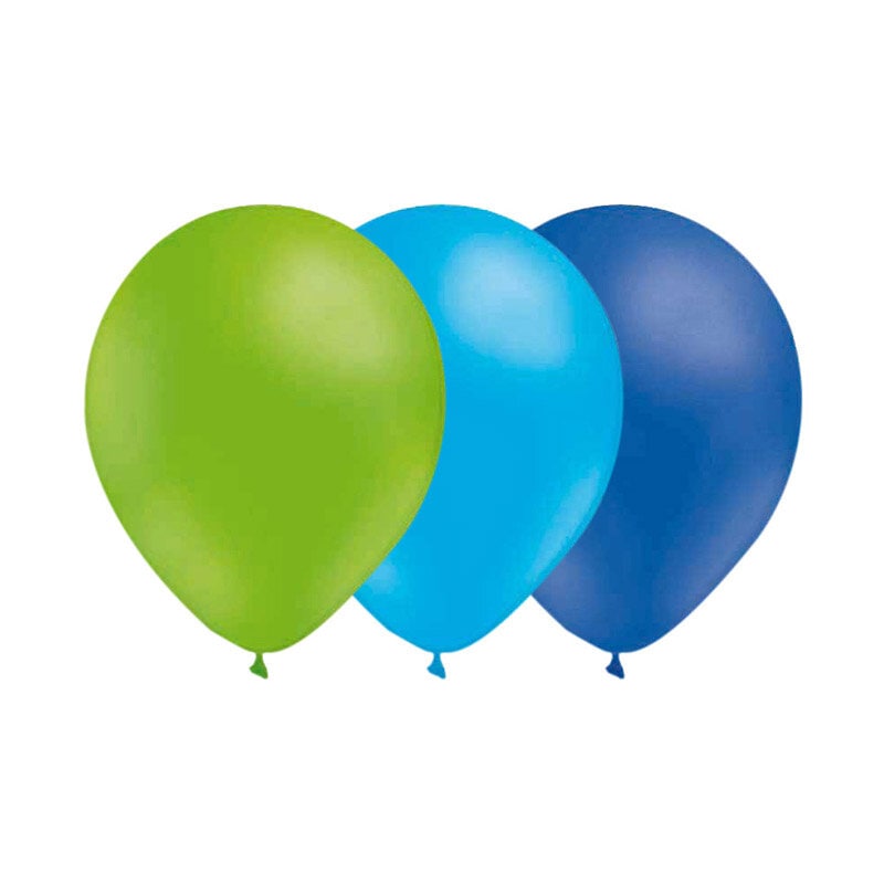 Ballongkombo, Limegrön-Ljusblå-Mörkblå 15-pack