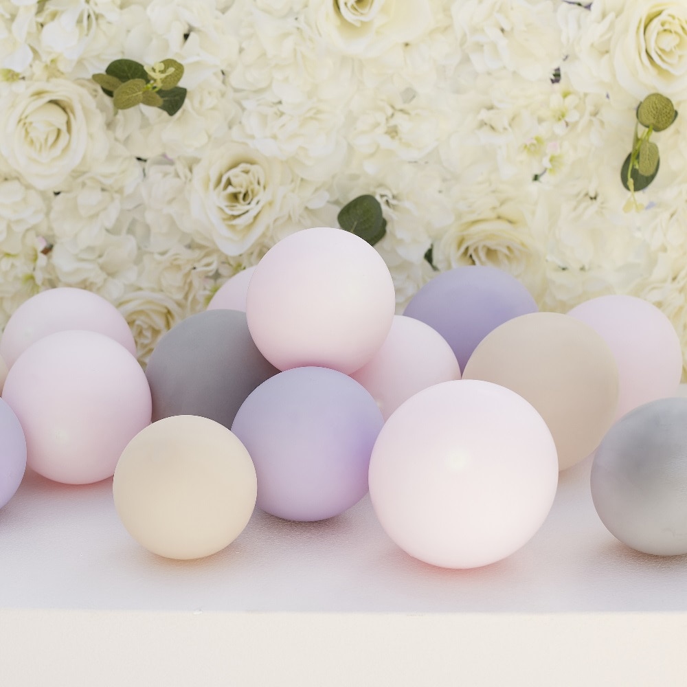 Ballongmix - Lila, ljusrosa, beige och grå 12 cm 40-pack