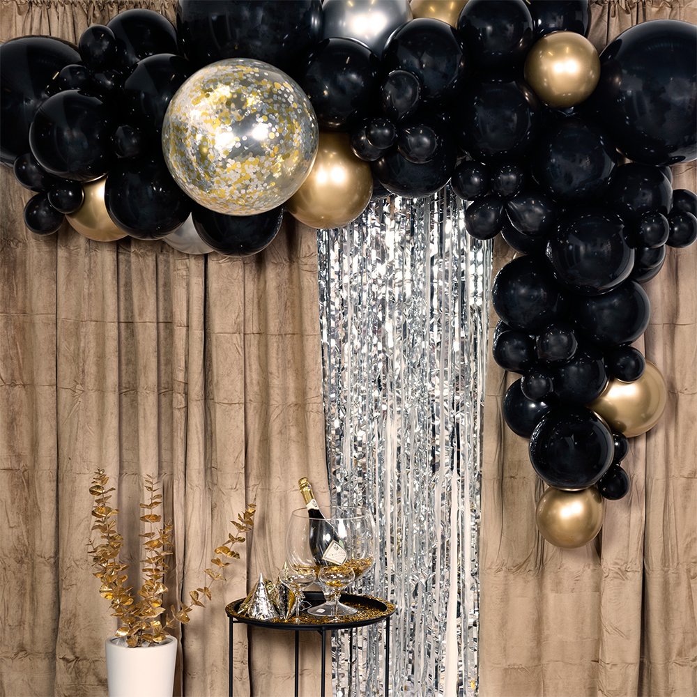 DIY Deluxe Ballongbåge - Svart/Guld