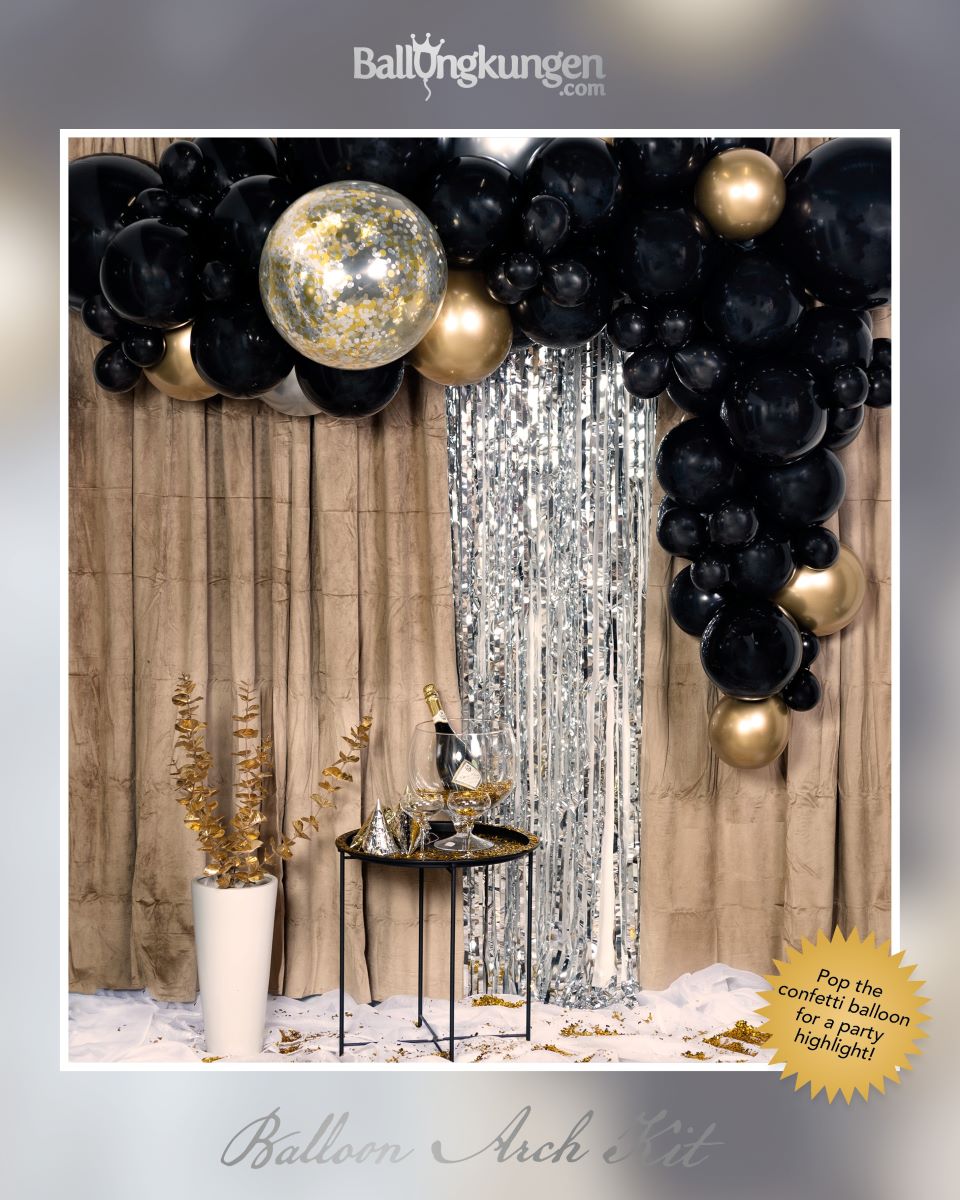 DIY Deluxe Ballongbåge - Svart/Guld