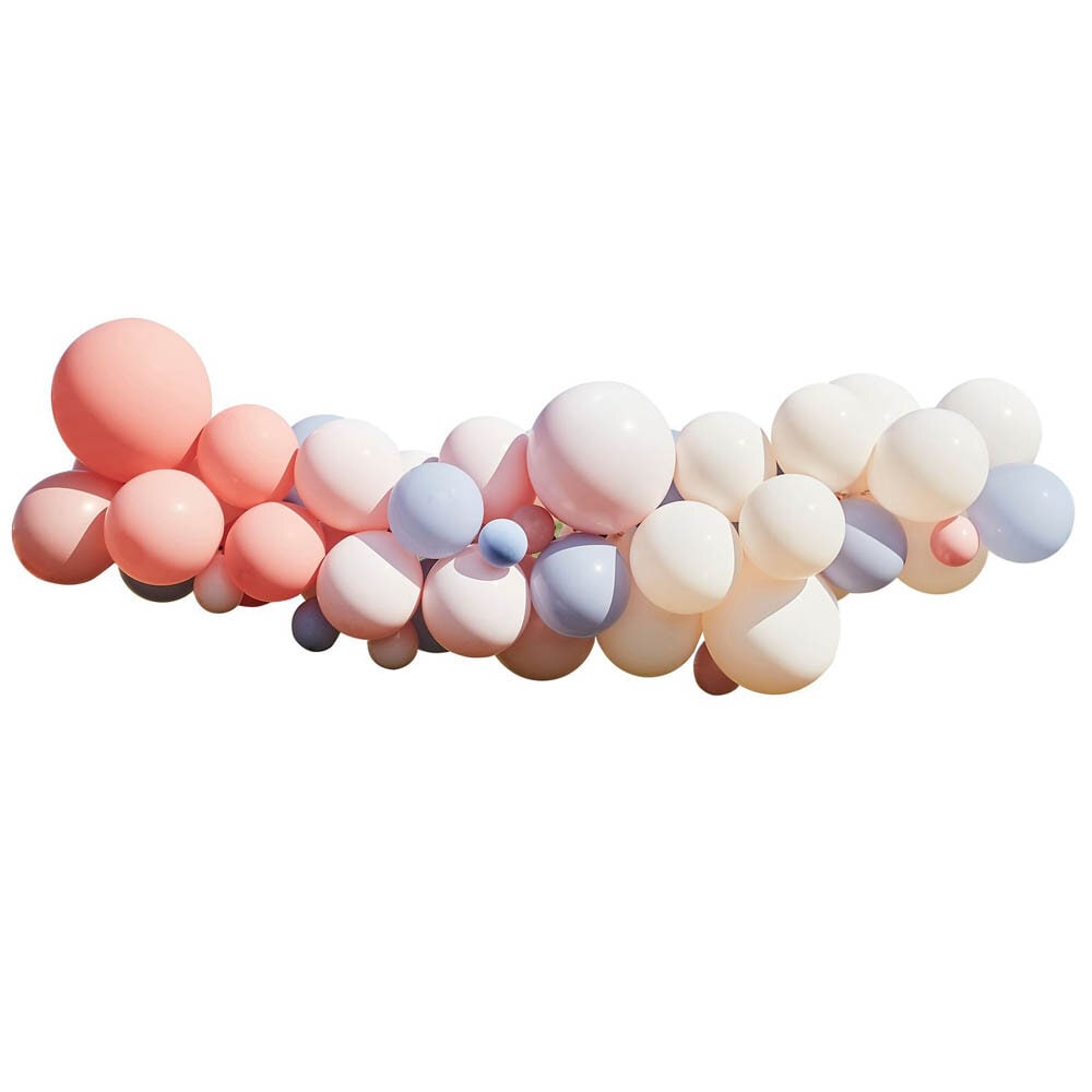 DIY Ballongbåge - Pastellrosa, Persika och Pastellblå