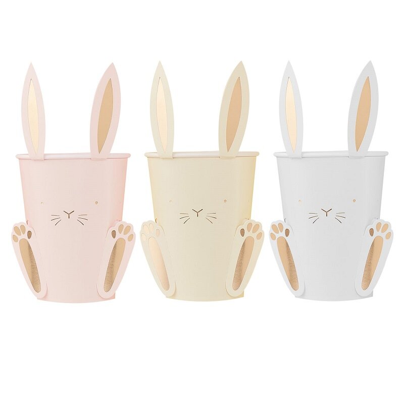 Pappmuggar - Kaniner med 3D öron 8-pack